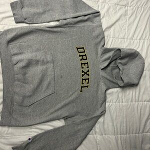 Champion Gray Hoodie with Drexel Text